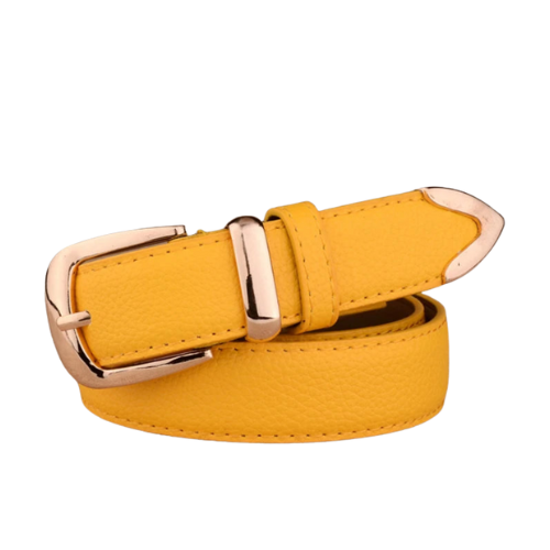 Cinto Gold Fashion Couro Fivela e Ponteira Dourada