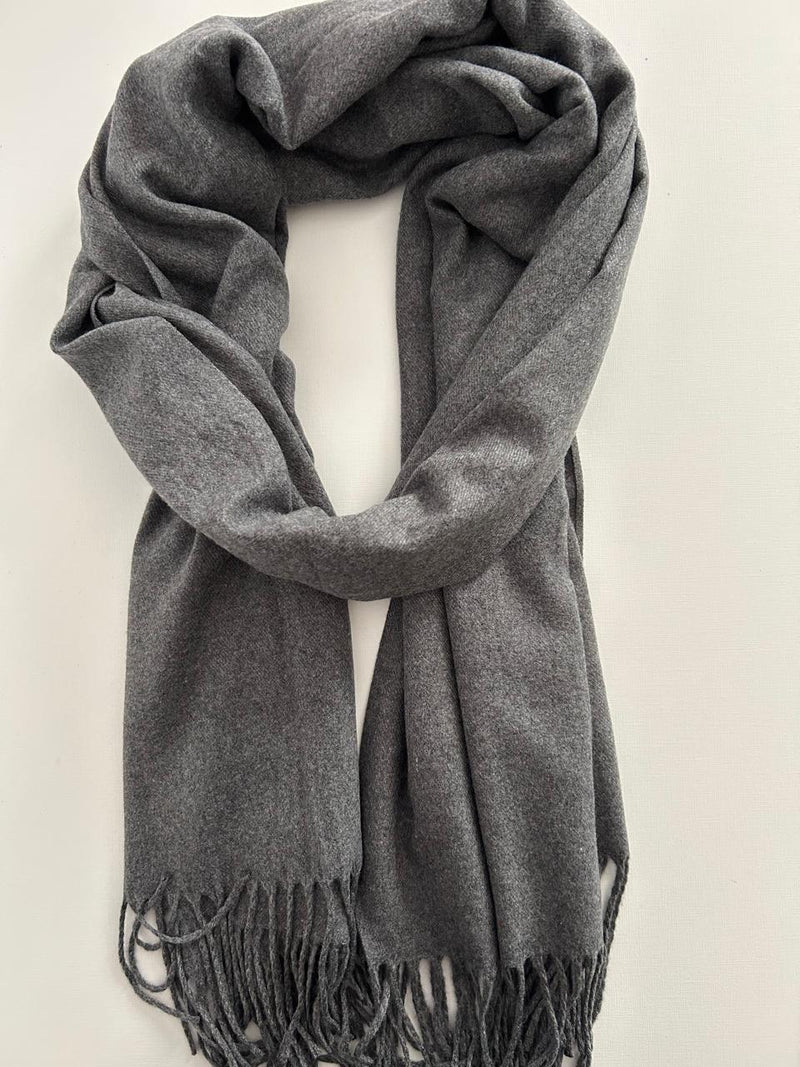 Pashmina cinza toque de lã | 70x180cm