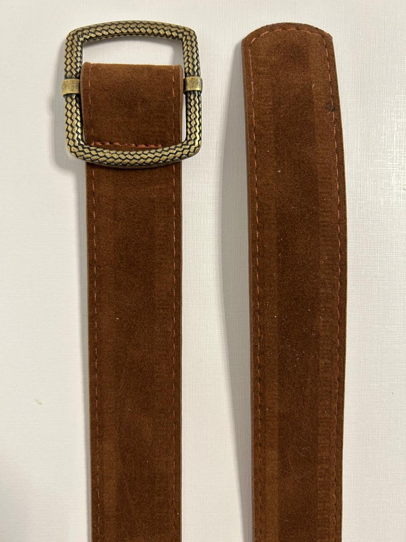 Cinto em Camurça com Fivela Quadrada Bronze| Tamanho Único