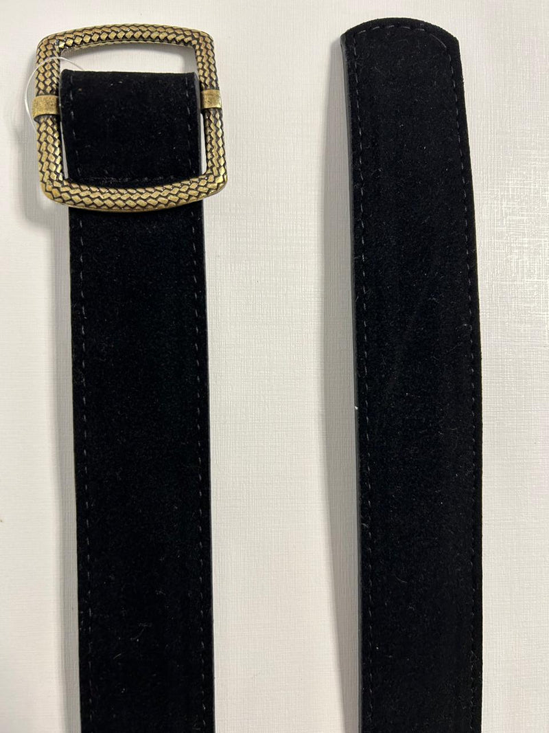 Cinto em Camurça com Fivela Quadrada Bronze| Tamanho Único