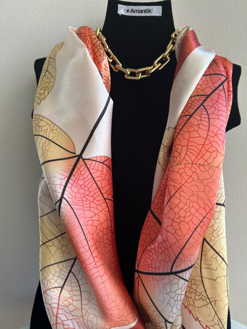 Lenço Folhas Exuberantes com toque de seda |90x90