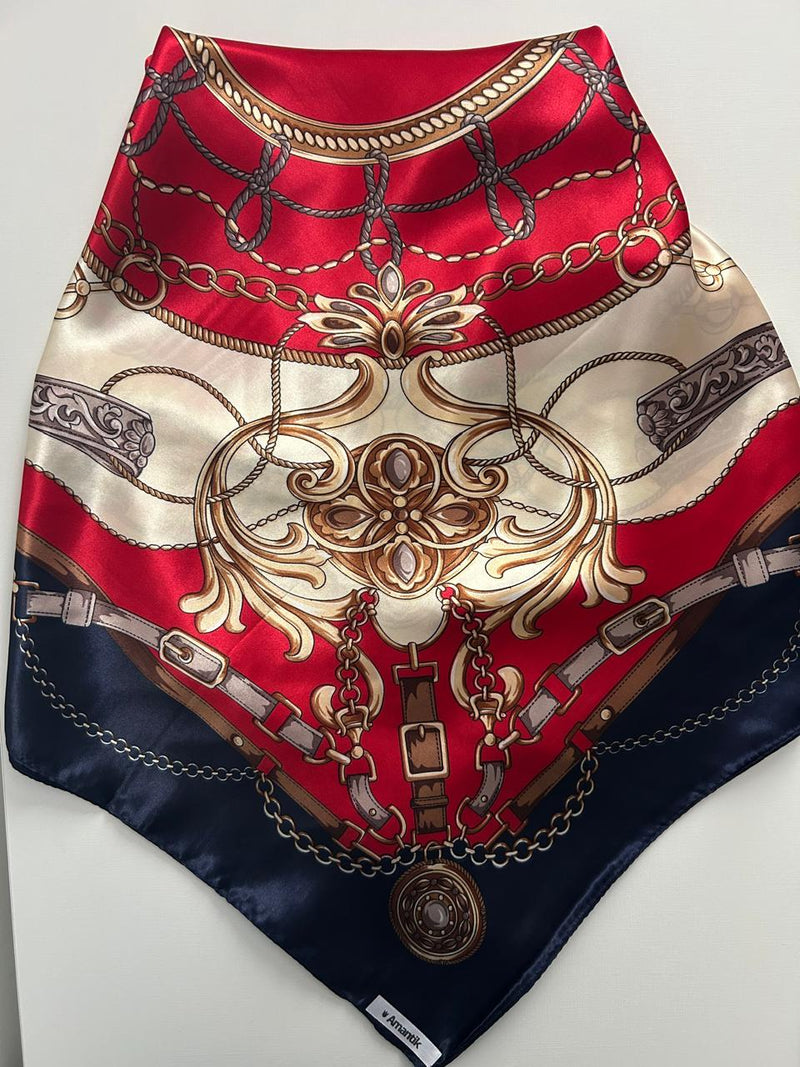 Lenço Luxo estampado cetim de seda tendência da moda | 90x90