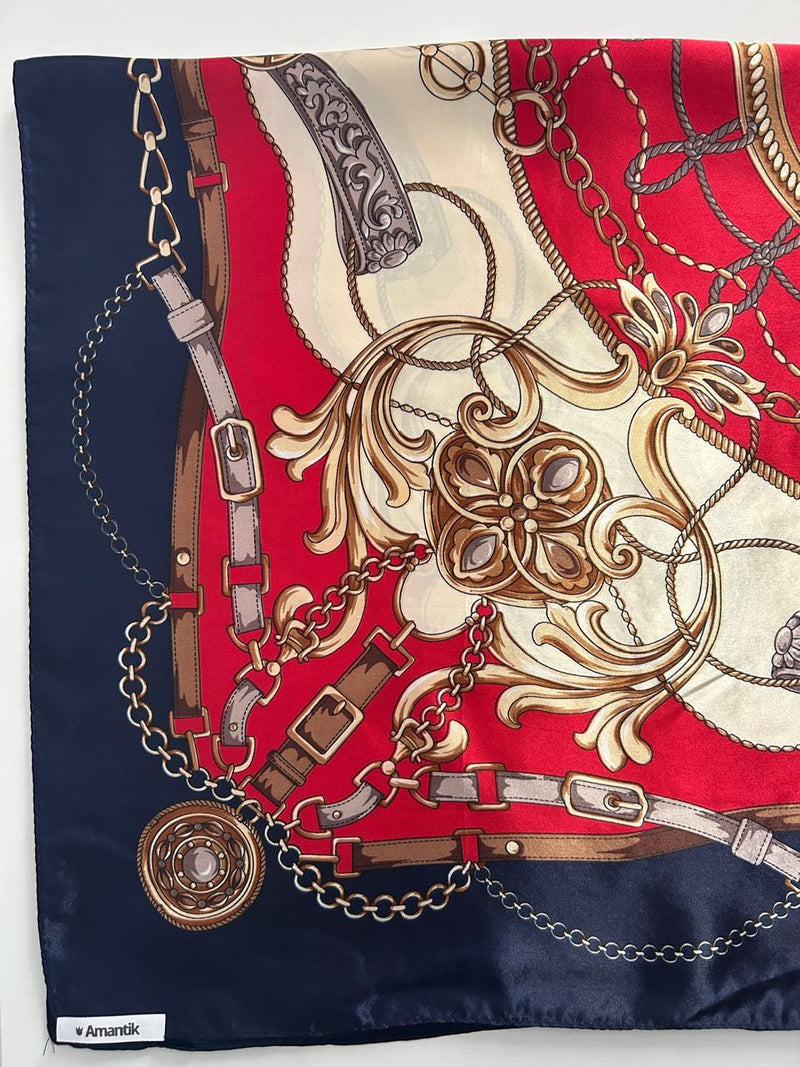 Lenço Luxo estampado cetim de seda tendência da moda | 90x90