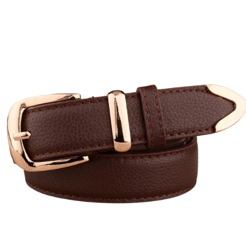 Cinto Gold Fashion Couro Fivela e Ponteira Dourada