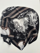 Lenço Arabesco Preto e Branco com toque de  Seda | 70x70