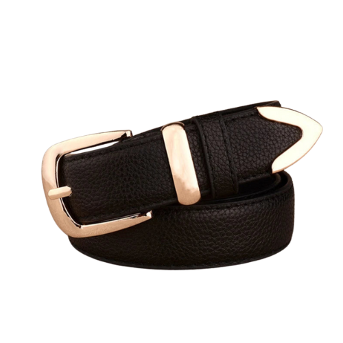 Cinto Gold Fashion Couro Fivela e Ponteira Dourada